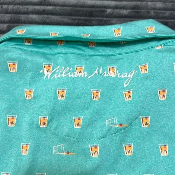 William Murray Polo Shirt Green Cocktail Drink Print Short Sleeve Men’s Size XL - Picture 6 of 9